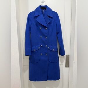 FREE PEOPLE Military Peacoat Double Breasted Button Up- Cobalt Blue (Size 6)
